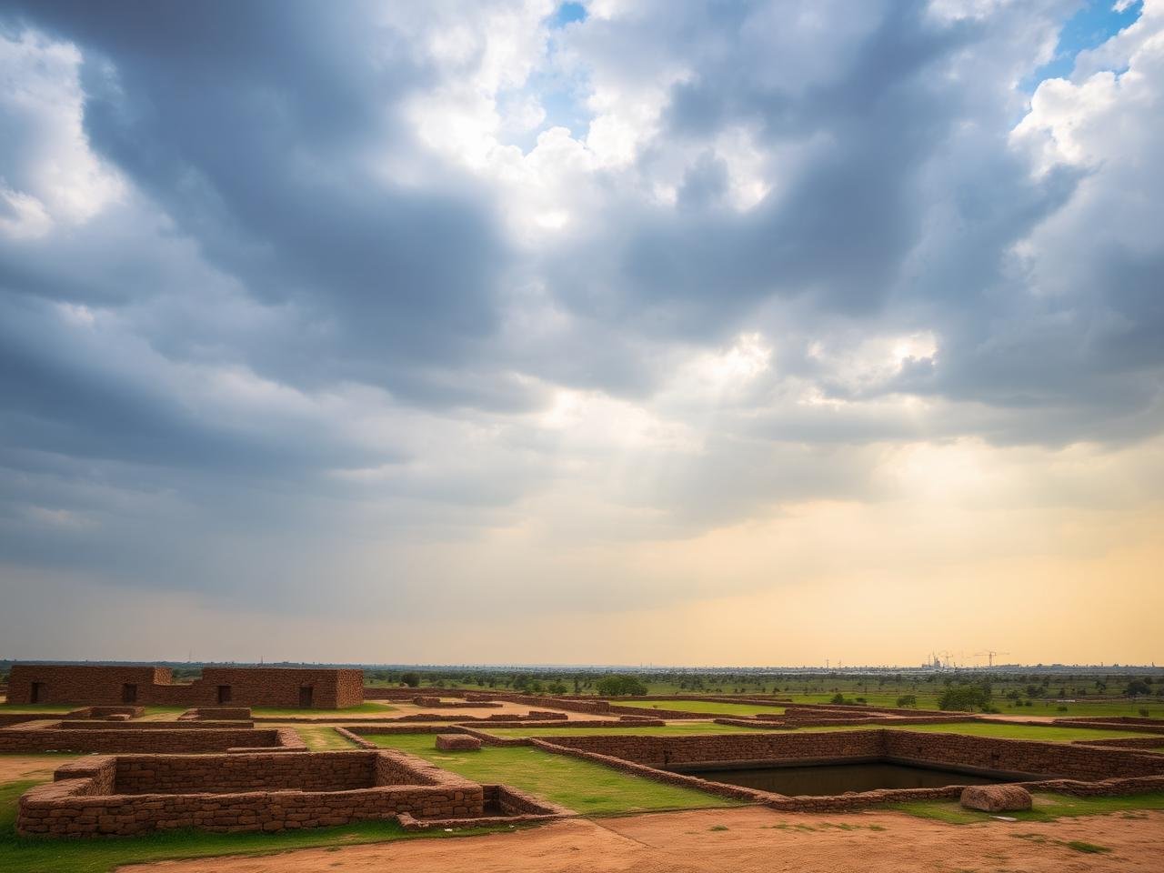 Ancient Harappan stone ruins and reservoirs at Dholavira in Kutch