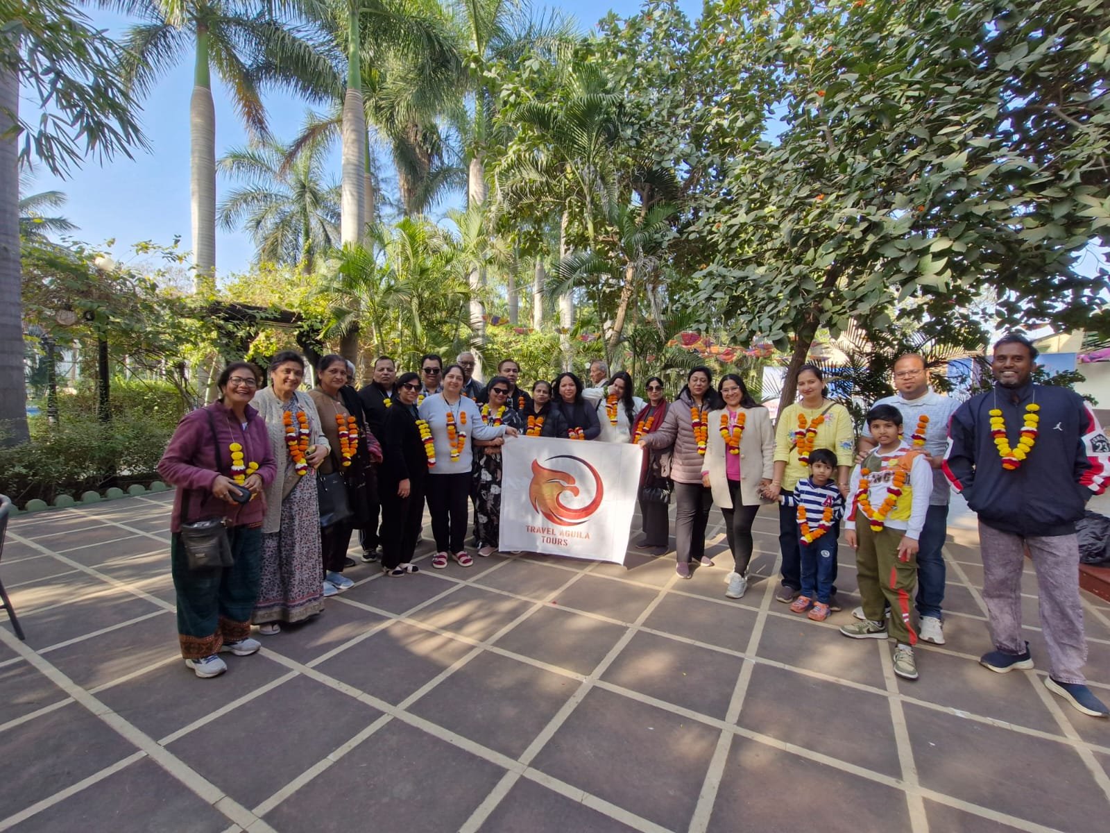 Guests greeted with fresh floral marigold garlands on arrival in Kutch